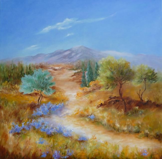 Painting titled "Chemin montant" by Lyane Lenormand, Original Artwork