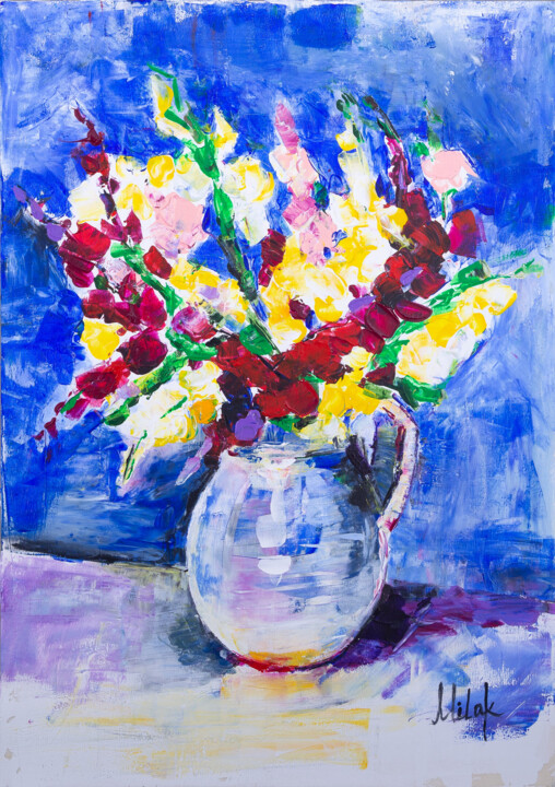 Malerei mit dem Titel "Blumenstrauß" von Ludmila Reznik, Original-Kunstwerk, Acryl