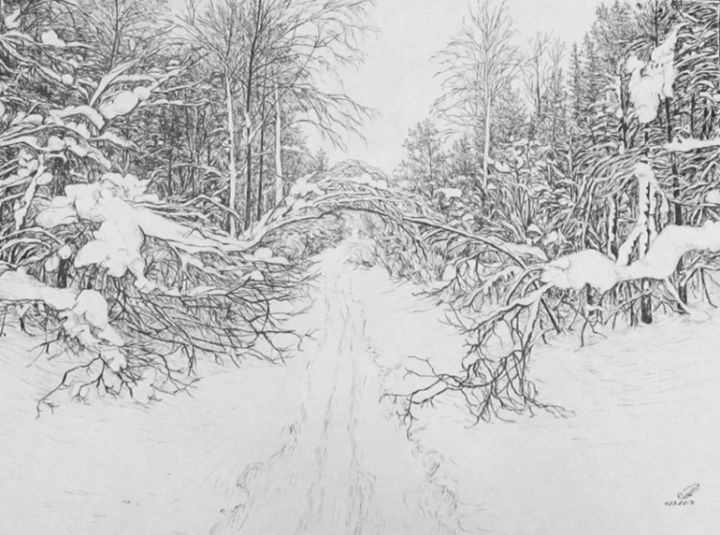 Рисунок под названием "Снежный куст" - Lydmila Ignashkina, Подлинное произведение искусства, Другой
