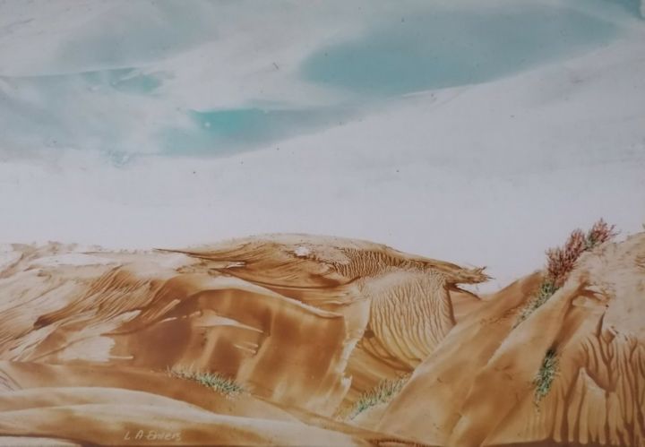 Картина под названием "Desertscape 2" - Lydia Ehlers, Подлинное произведение искусства, Энкаустический