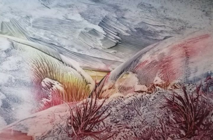 Картина под названием "Pastel Valley" - Lydia Ehlers, Подлинное произведение искусства, Энкаустический