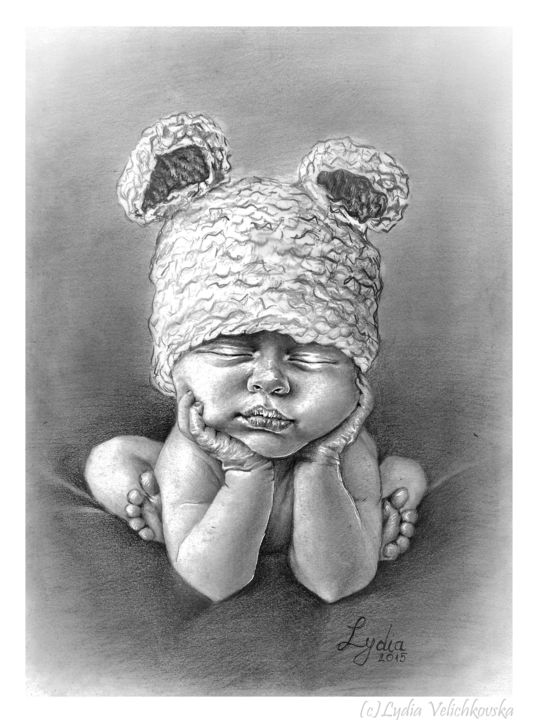 Dibujo titulada "Sweet baby" por Dilydiart, Obra de arte original, Grafito