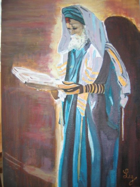Painting titled "le rabbin en prière" by Lyly, Original Artwork