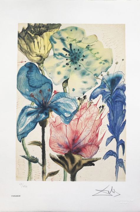 Printmaking titled "Salvador Dalì - Fio…" by Lydia De Ville, Original Art, Lithography