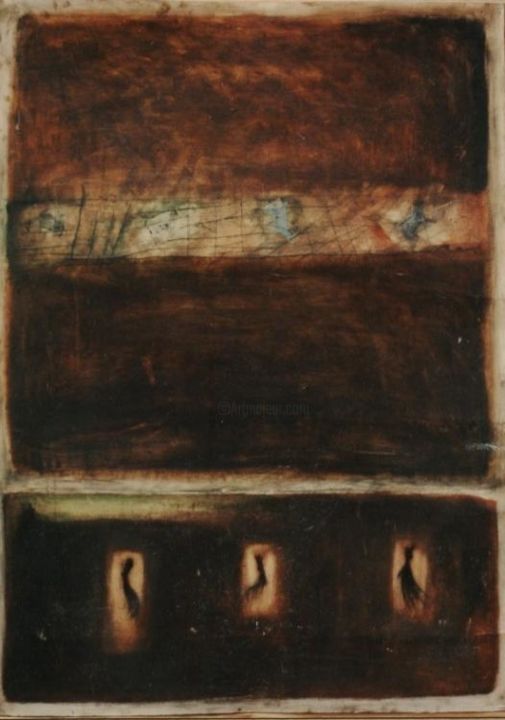 Malerei mit dem Titel "trois poils de chvre" von Lydia Sivane, Original-Kunstwerk