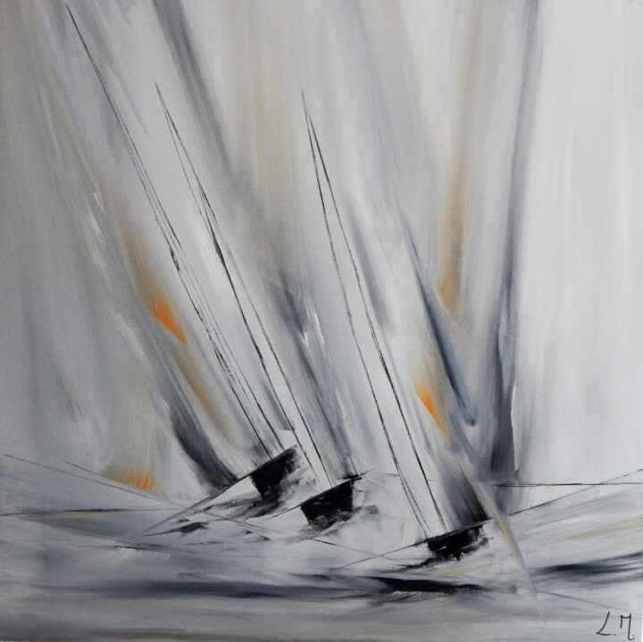Peinture intitulée "Les vents contraires" par Lydie Massou, Œuvre d'art originale, Huile Monté sur Châssis en bois