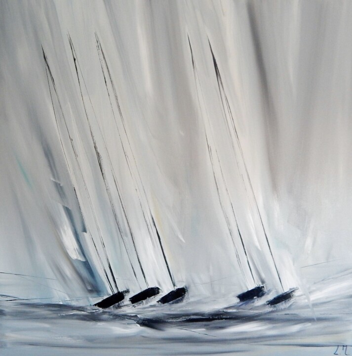 제목이 "Timing"인 미술작품 Lydie Massou로, 원작, 기름 나무 들것 프레임에 장착됨