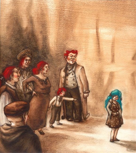 Malerei mit dem Titel "Cheveux rouges" von Lydie Lapalud, Original-Kunstwerk