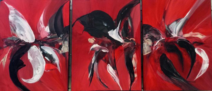 Peinture intitulée "Orchidées" par Lydie Lassave, Œuvre d'art originale, Acrylique