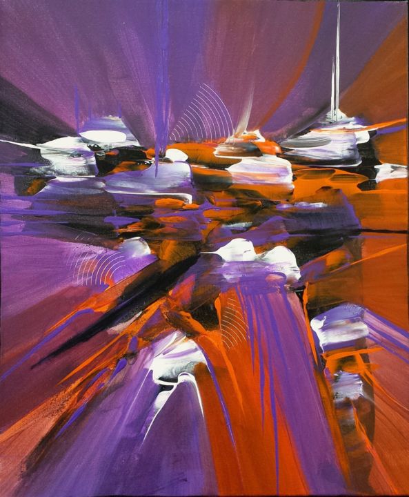 Peinture intitulée "Lunesque" par Lydie Lassave, Œuvre d'art originale, Acrylique