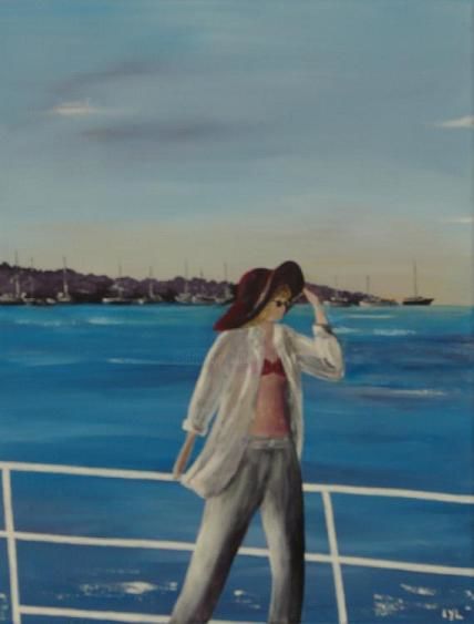 Peinture intitulée "petite balade en mer" par Lyl, Œuvre d'art originale