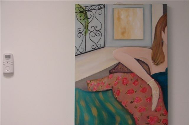 Schilderij getiteld "femme sur un sofa" door Lyl, Origineel Kunstwerk