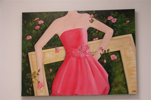 Painting titled "Femme aux roses" by Lyl, Original Artwork