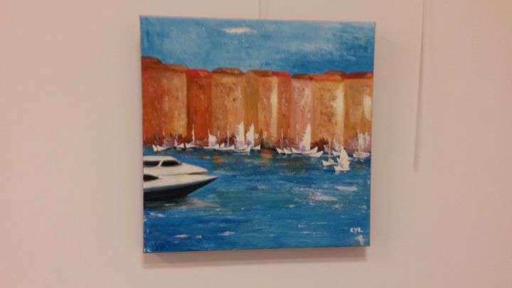 Painting titled "Port de Nice" by Lyl, Original Artwork, Acrylic