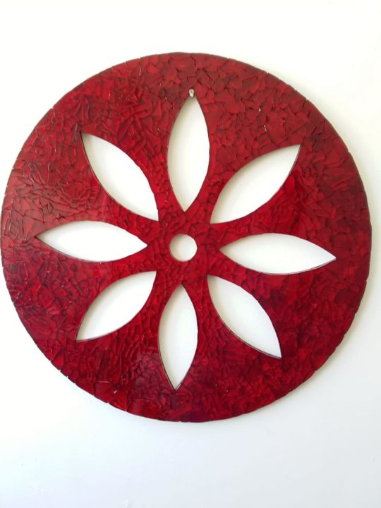 Artisanat intitulée "MANDALA RED" par Ly Martí, Œuvre d'art originale, Décoration de maison