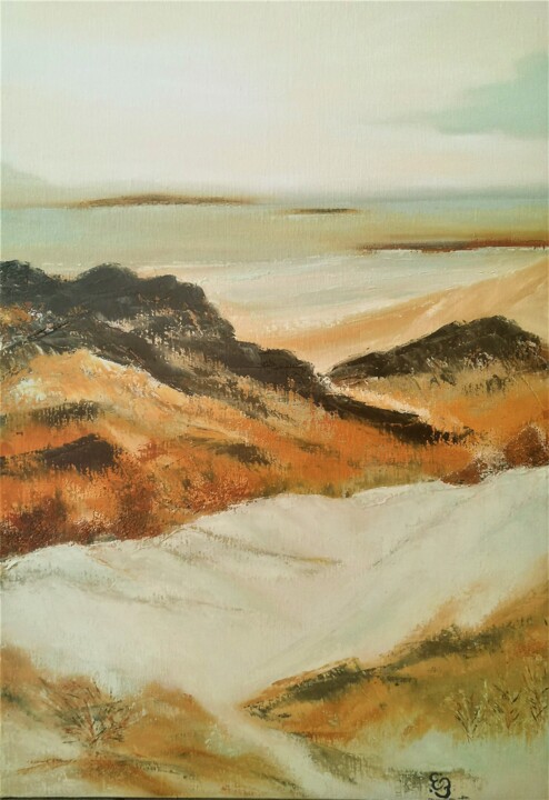 Painting titled "Paysage marin 2020" by 'Lyn', Original Artwork, Oil