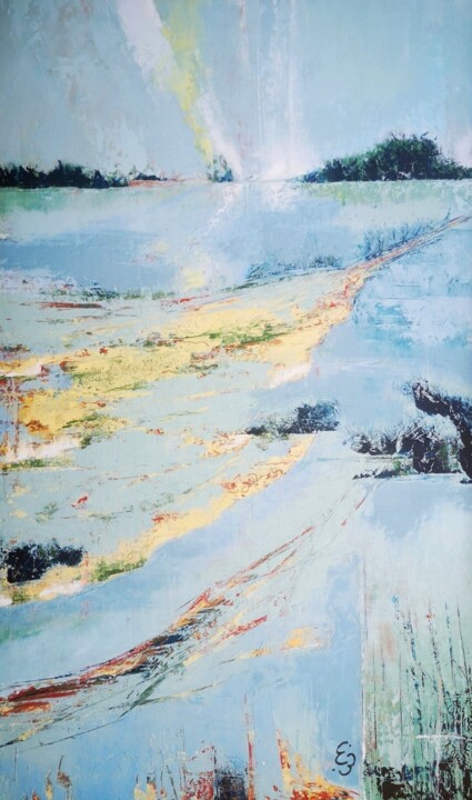 Painting titled "Loire" by 'Lyn', Original Artwork, Oil Mounted on Wood Panel