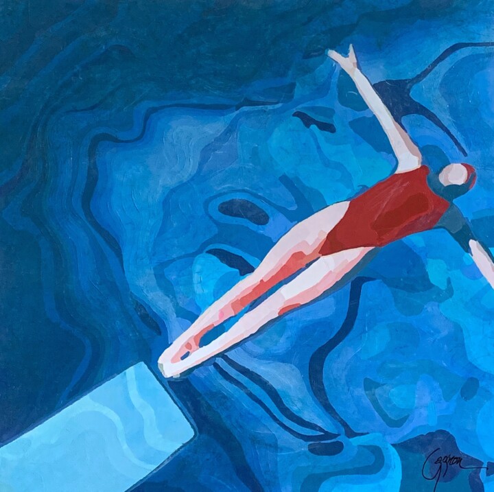 Pintura titulada "La plongeuse / The…" por Lynda Gagnon, Obra de arte original, Acrílico
