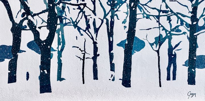 Malerei mit dem Titel "Poésie hivernale /…" von Lynda Gagnon, Original-Kunstwerk, Acryl