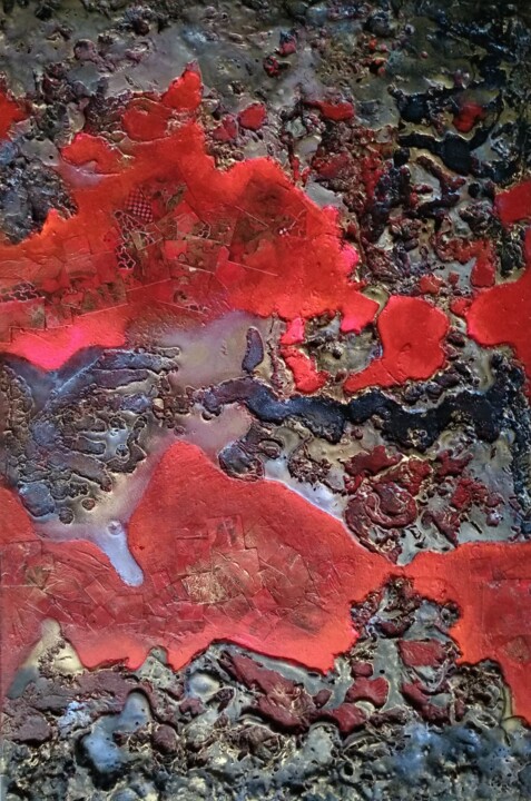 Картина под названием "Lava Flows 2" - Lynda Stevens, Подлинное произведение искусства, Воск