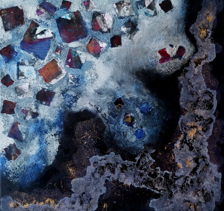 Peinture intitulée "Moonlit midnight cl…" par Lynda Stevens, Œuvre d'art originale, Acrylique