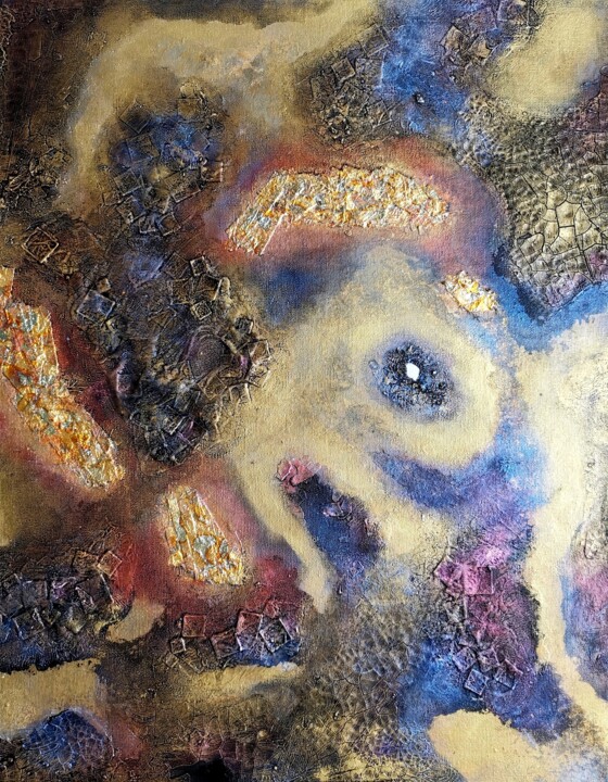 Painting titled "Gold and copper tha…" by Lynda Stevens, Original Artwork, Acrylic