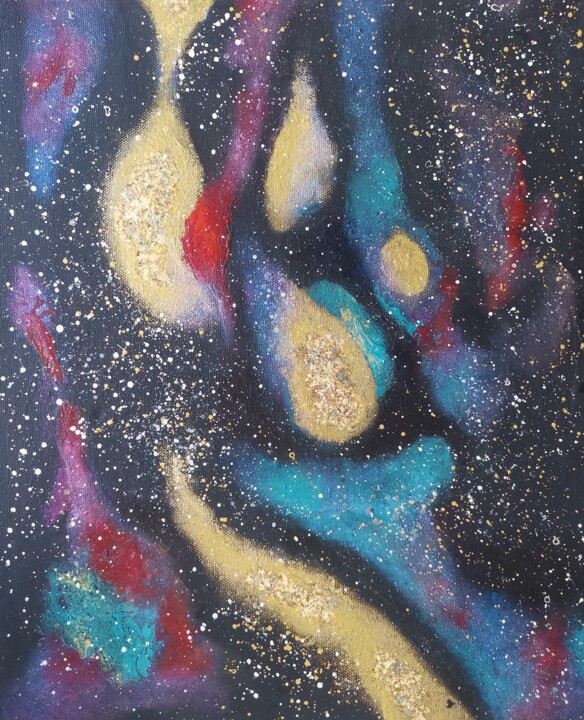 Pittura intitolato "Clash of nebulae" da Lynda Stevens, Opera d'arte originale, Acrilico