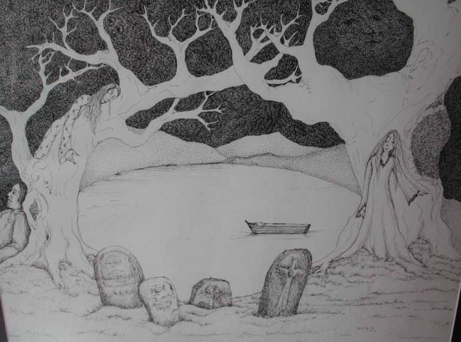 Dessin intitulée "Olaf's dream" par Lynn Mackenzie, Œuvre d'art originale