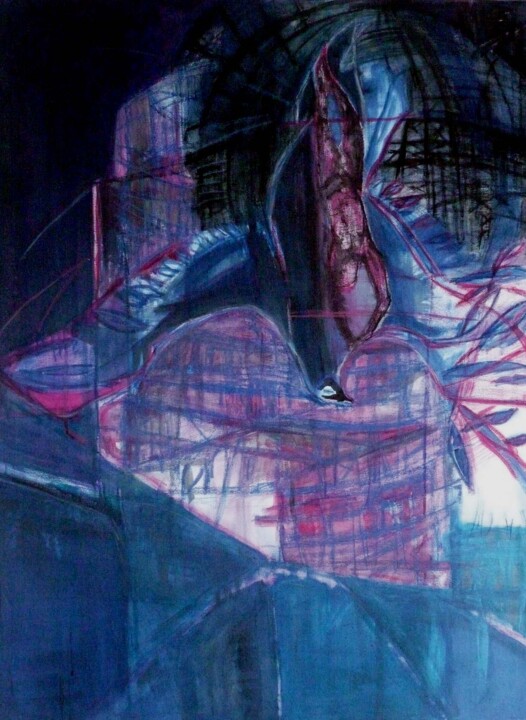 Ζωγραφική με τίτλο "Icarus Fall 2" από Lynn Osman, Αυθεντικά έργα τέχνης, Ακρυλικό