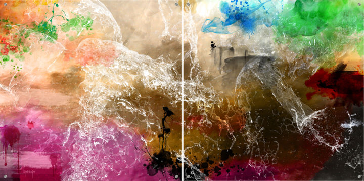 Grafika cyfrowa / sztuka generowana cyfrowo zatytułowany „Waterfall” autorstwa Lynne Godina-Orme, Oryginalna praca, 2D praca…