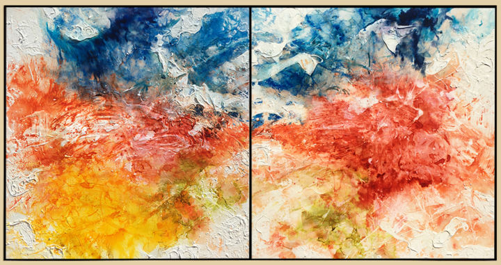 Картина под названием "Horizon Of Colour" - Lynne Godina-Orme, Подлинное произведение искусства, Акрил Установлен на Деревян…