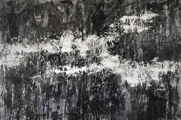 Картина под названием "Midnight Moonlight" - Lynne Godina-Orme, Подлинное произведение искусства, Акрил Установлен на Деревя…
