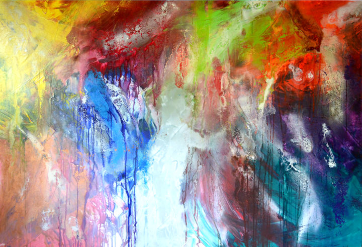 Painting titled "Colour Fusion" by Lynne Godina-Orme, Original Artwork, Acrylic