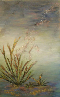 Peinture intitulée "Lune d'eau" par Lynne Ricard, Œuvre d'art originale, Huile