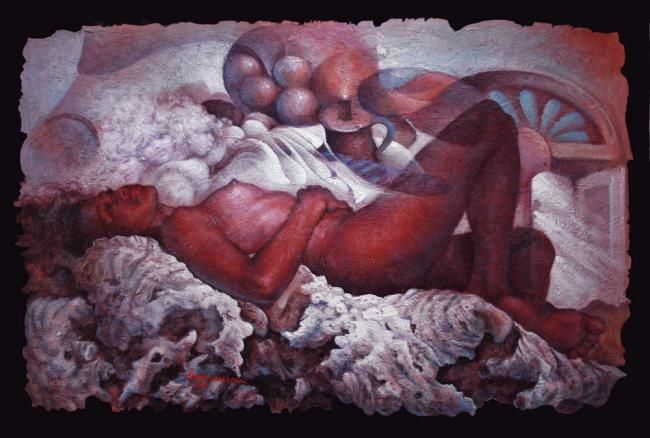 Peinture intitulée "DANS LA NUIT CHAUDE" par Lyonel Laurenceau, Œuvre d'art originale,