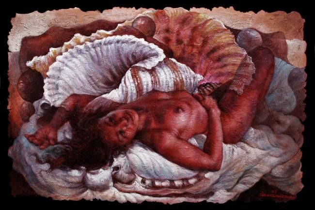 Peinture intitulée "le repos de la sire…" par Lyonel Laurenceau, Œuvre d'art originale, Huile