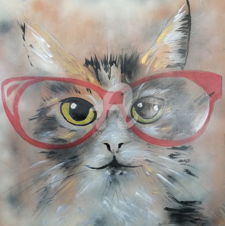 Картина под названием "Meow cat 2" - Lyric.P / H, Подлинное произведение искусства, Акрил