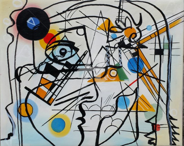 Schilderij getiteld "Kandinsky essai 1" door Lyric.P / H, Origineel Kunstwerk, Acryl
