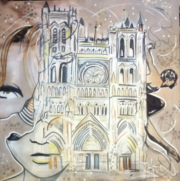Malerei mit dem Titel "Notre Dame d'Amiens" von Lyric.P / H, Original-Kunstwerk, Acryl