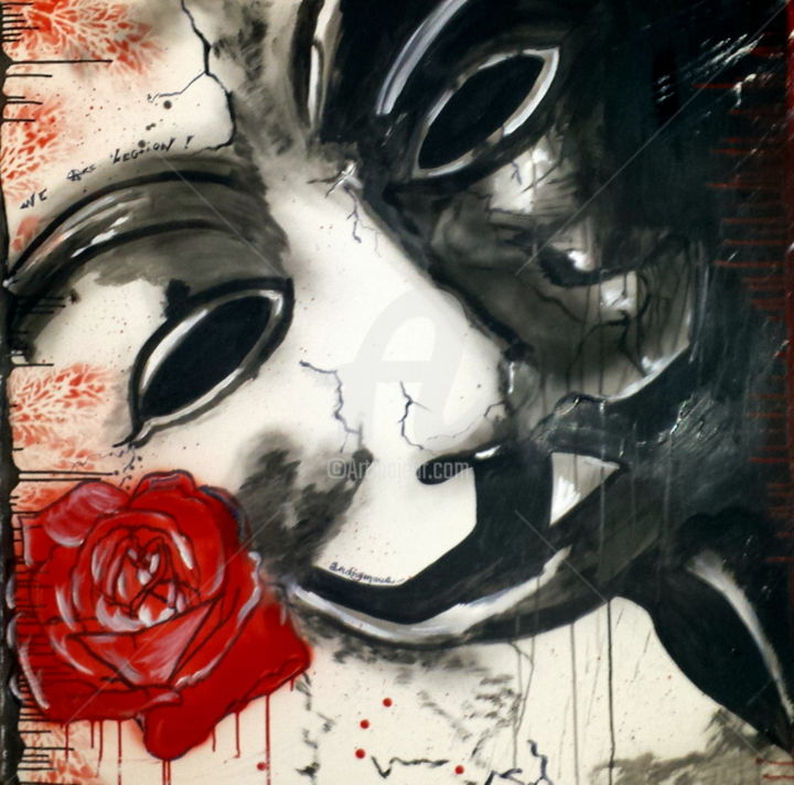 Malerei mit dem Titel "Anonymous v.2.0" von Lyric.P / H, Original-Kunstwerk