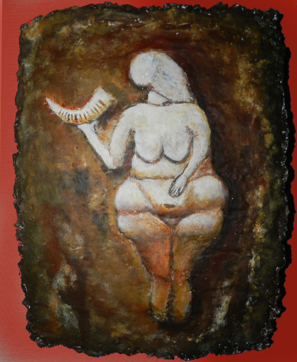 Peinture intitulée "La Dame de Laussel" par Jean-Eddie Crouzet (Lysalamandre), Œuvre d'art originale, Acrylique