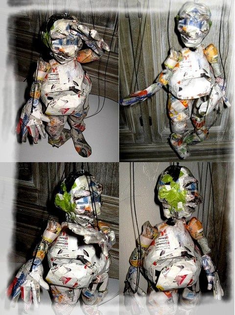 Скульптура под названием "Marionnette articul…" - Dominique Lysiak, Подлинное произведение искусства