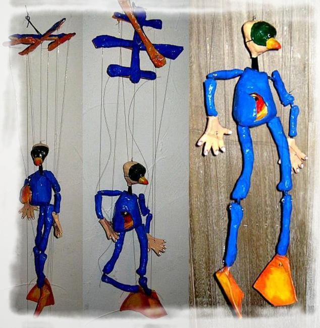 Sculpture intitulée "Marionnette poupée…" par Dominique Lysiak, Œuvre d'art originale