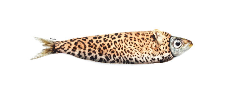 Digitale Kunst getiteld "Sardi-Leopard" door Lysiane Dürr, Origineel Kunstwerk, Foto Montage