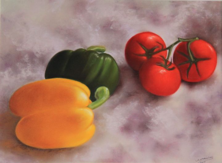 Peinture intitulée "Légumes du jardin" par Lysiane Lagauzere, Œuvre d'art originale