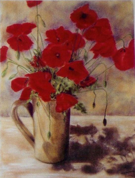 Painting titled "Coquelicots" by Lysiane Lagauzere, Original Artwork