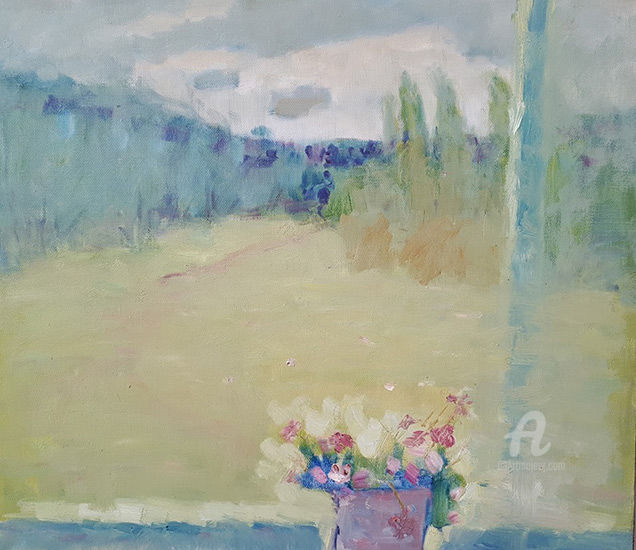 Painting titled ""After the rain on…" by Lyubov Yevstratova - (Любовь Евстратова), Original Art, Oil