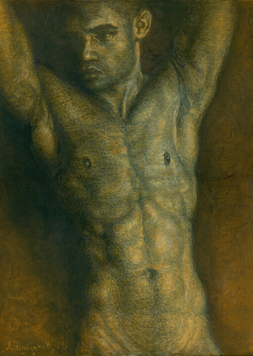 Painting titled "Male nude (torso)" by Lyubomir Naydenov, Original Artwork