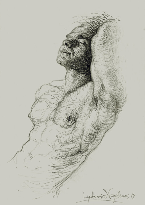 Dessin intitulée "Dreaming nude" par Lyubomir Naydenov, Œuvre d'art originale, Crayon