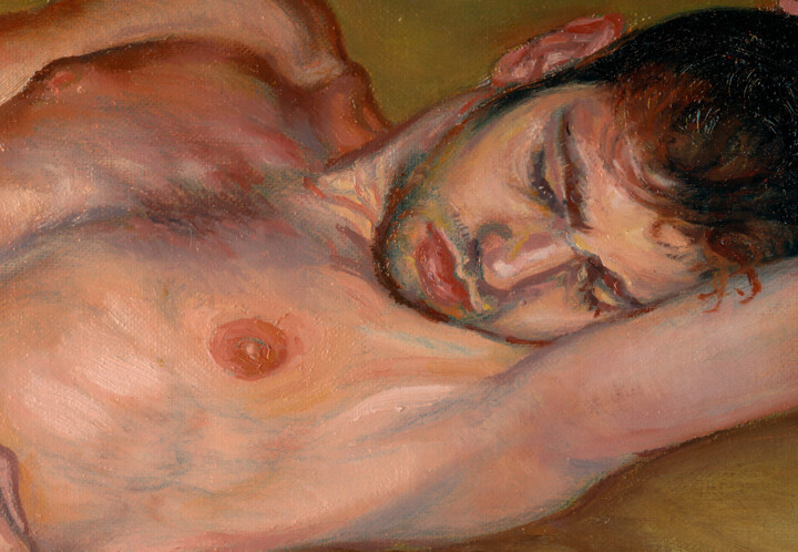 Malarstwo zatytułowany „Sleeping nude - Sel…” autorstwa Lyubomir Naydenov, Oryginalna praca, Olej